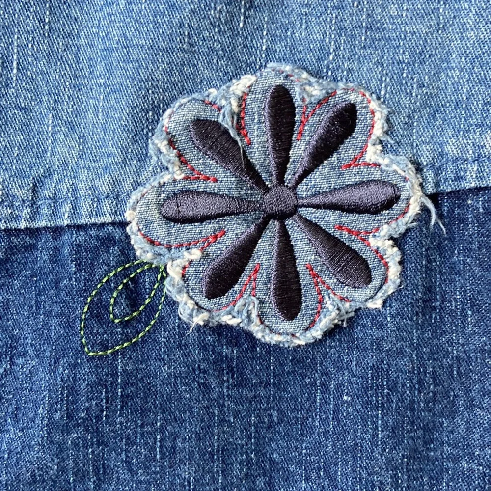 VINTAGE Y2K Dress Jumper Outfit Skirt Shirt Floral Denim Patchwork Appliqué